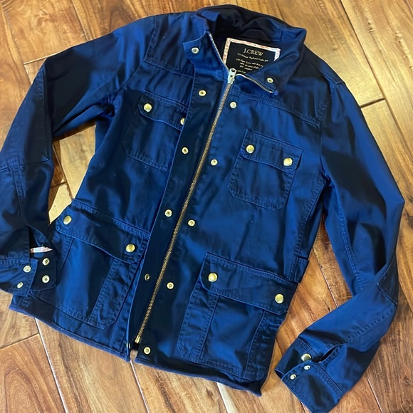 Women's J. Crew Relaxed Boyfriend Field Utility Jacket Navy Blue, Small, VGUC - Picture 6 of 9